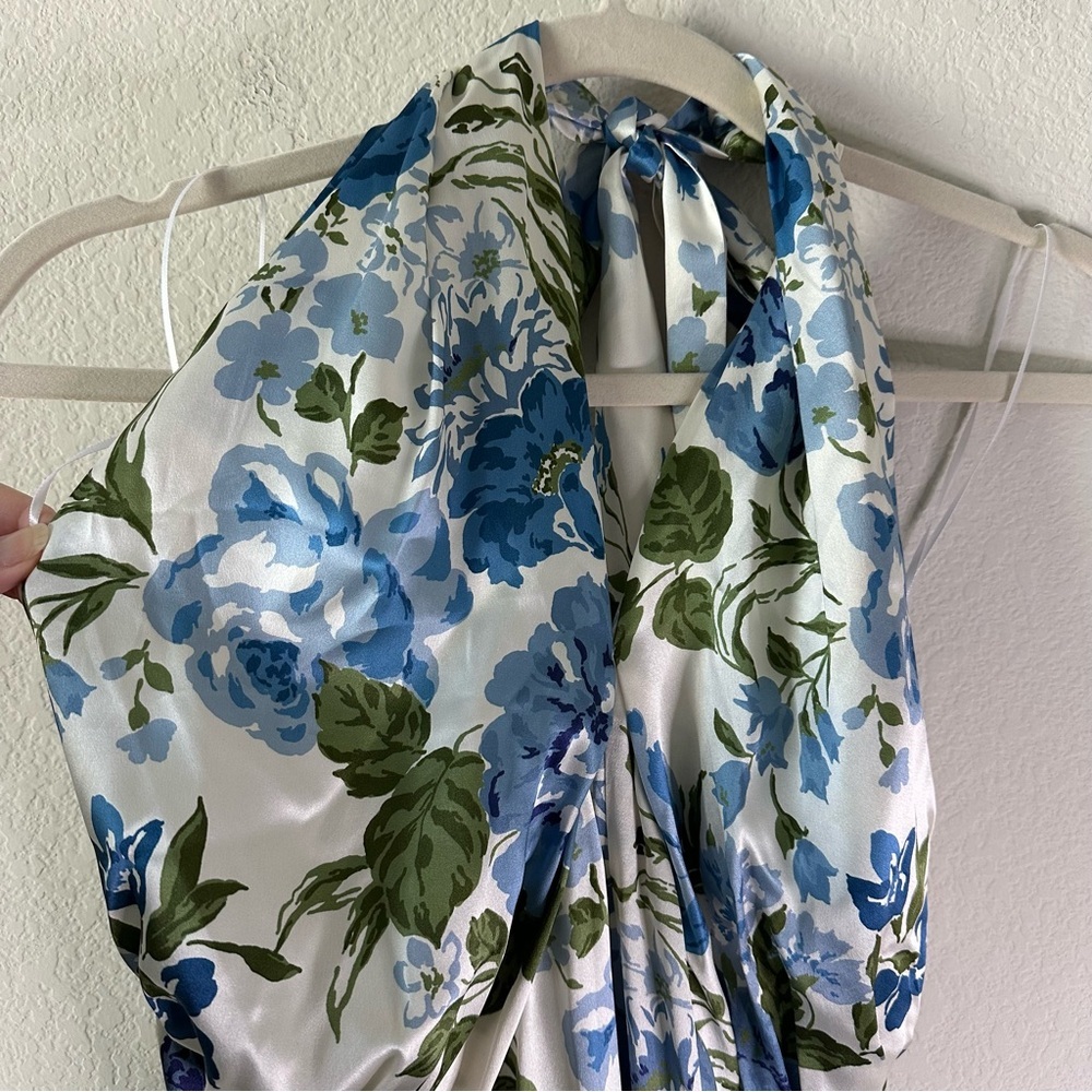 Reformation Blue and Green Floral Halter Maxi Dress - Picture 5 of 8
